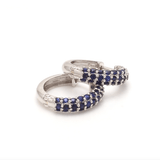 Earrings 14K & 18K Micro-Pave Blue Sapphire Hoop Earrings