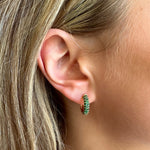 Earrings 14K & 18K Micro-Pave Emerald Hoop Earrings