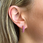 Earrings 14K & 18K Micro-Pave Pink Sapphire Hoop Earrings