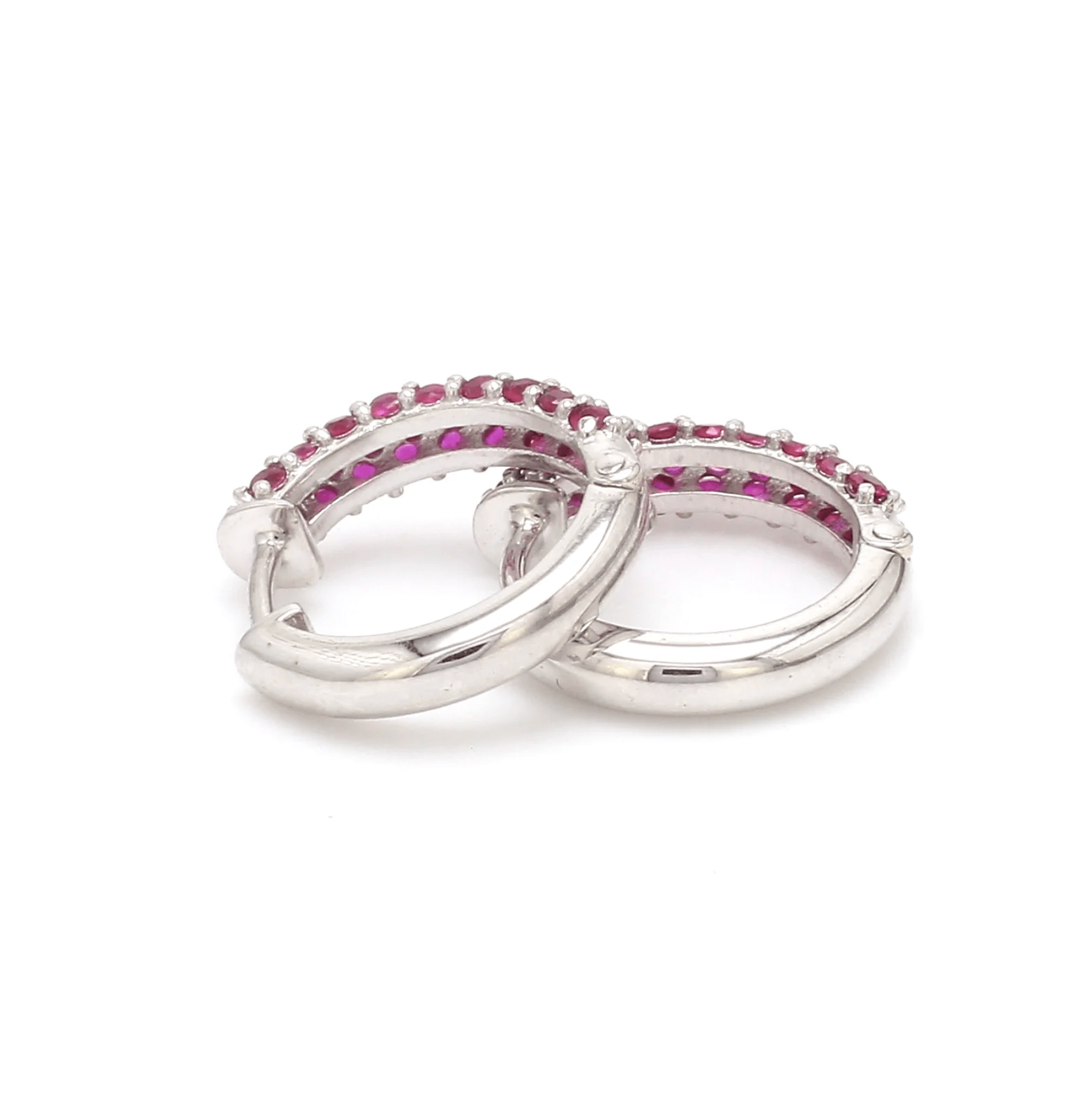 Earrings 14K & 18K Micro-Pave Ruby Hoop Earrings