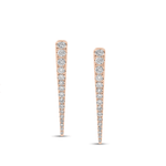 Earrings 14K Gold and Diamond Dagger Hoops Earrings, Large, Single Row Diamonds