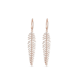 Earrings 14K Gold and Diamond Feather Drop Earrings