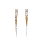 Earrings 14K Gold and "Pave" Diamond Dagger Hoops Earrings, Large