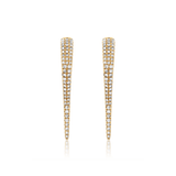 Earrings 14K Gold and "Pave" Diamond Dagger Hoops Earrings, Large