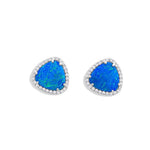 Earrings 14K Gold Organic Opal and Diamond Stud Earrings