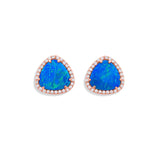 Earrings 14K Gold Organic Opal and Diamond Stud Earrings