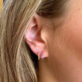 Earrings 14K Gold, Pink Sapphire, and Diamond Double Hoop Earrings