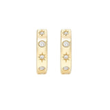 Earrings 14K Gold Star Diamond Cosmos Huggie Hoops Earrings