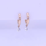 Earrings 18K Gold Drilled Diamond and Single Diamond Huggie Hoops Earrings