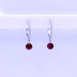 Earrings 18K Gold Drilled Ruby Huggie Hoops Earrings