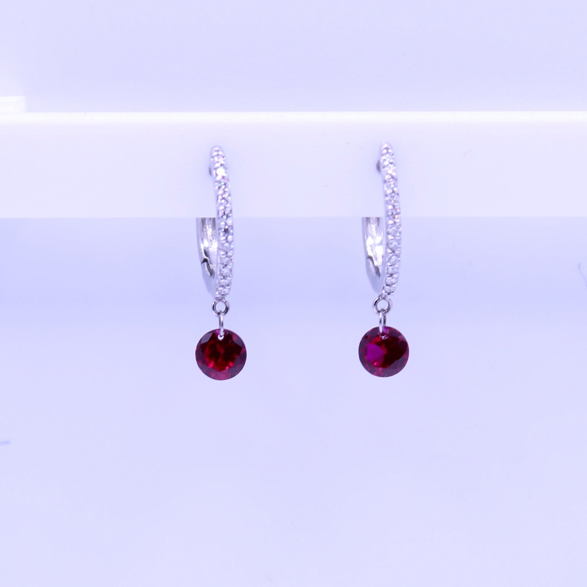 Earrings 18K Gold Drilled Ruby Huggie Hoops Earrings