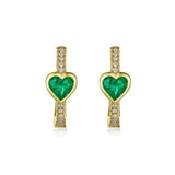 Earrings Emerald Hearts and Diamond Huge Hoop Earrings