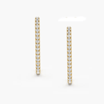 Earrings Large Rectangle Micro-Pave Diamond Hoop Earrings, Single Diamond Row