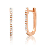 Earrings Large Rectangle Micro-Pave Diamond Hoop Earrings, Single Diamond Row