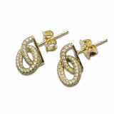 Earrings Micro-Pave Diamond Double Link Chain Hoop Earrings