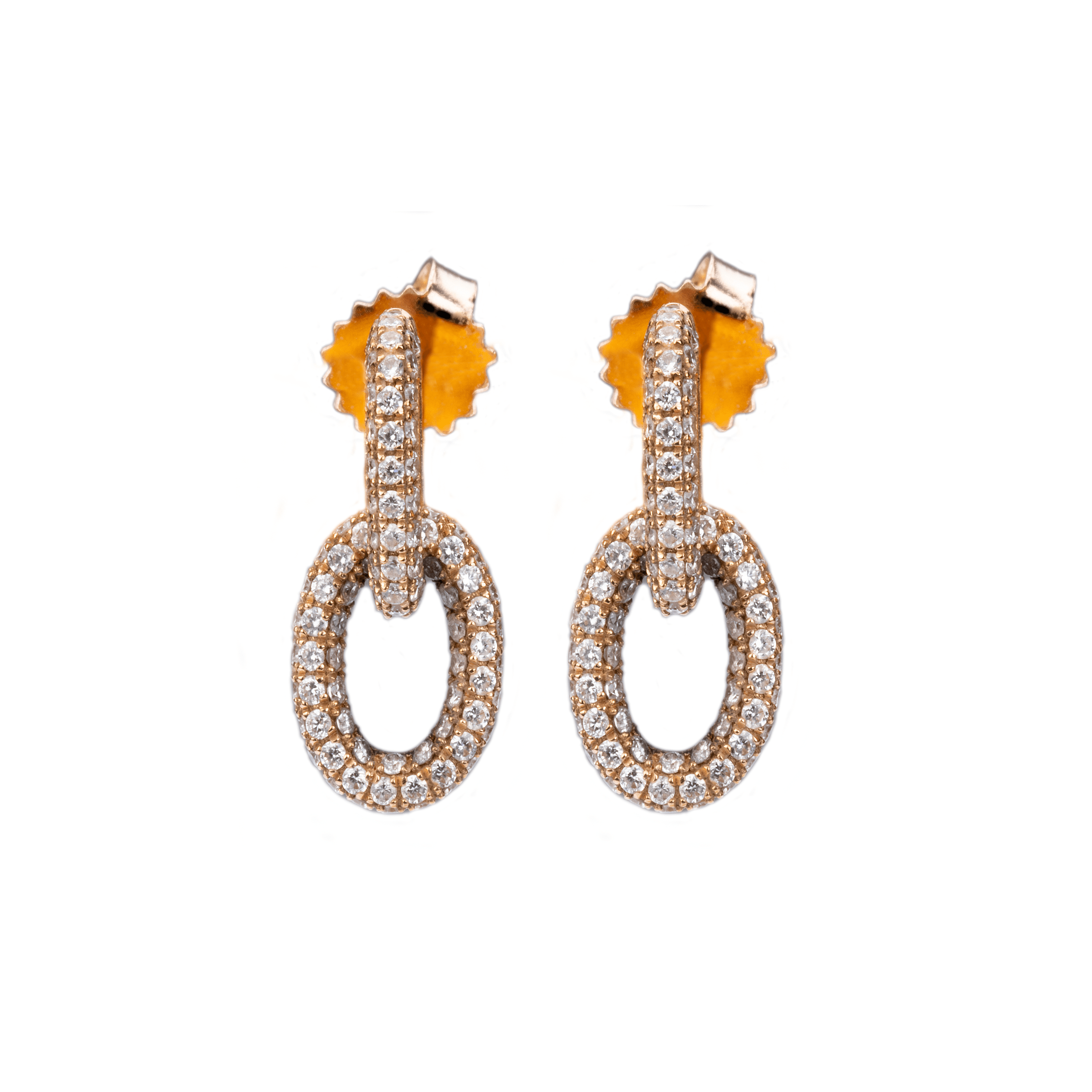 Earrings Micro-Pave Diamond Double Link Chain Hoop Earrings