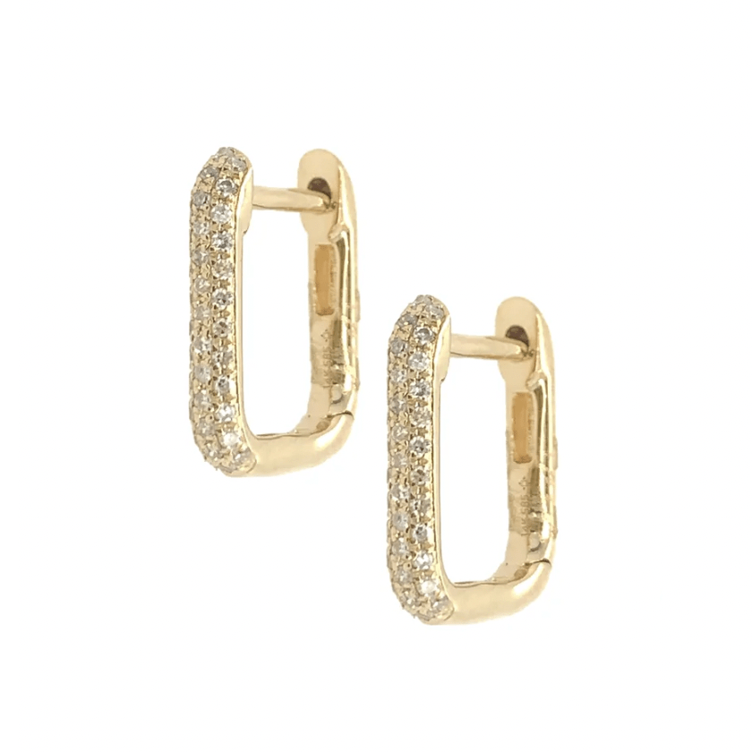 Earrings Rectangle Micro-Pave Diamond Hoop Earrings