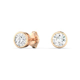 Earrings Rose Gold / 14K / .5 carats total weight 14K & 18K Gold Round Brilliant Bezel Set Diamond Stud Earrings,Lab Grown