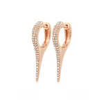 Earrings Rose Gold 14K Gold and "Pave" Diamond Dagger Hoops Earrings, Large