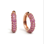 Earrings Rose Gold / 14K / Small 14K & 18K Micro-Pave Ruby Hoop Earrings