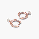 Earrings Rose Gold 18K Gold Drilled Diamond and Single Diamond Huggie Hoops Earrings