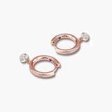 Earrings Rose Gold 18K Gold Drilled Diamond and Single Diamond Huggie Hoops Earrings