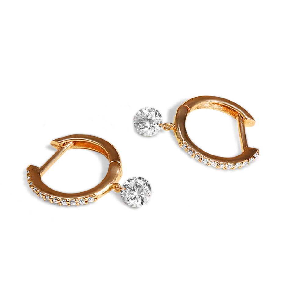 Earrings Rose Gold 18K Gold Drilled Diamond Huggie Hoops Earrings