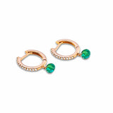 Earrings Rose Gold 18K Gold Drilled Emerald Huggie Hoops Earrings