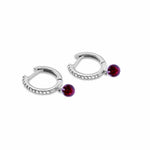 Earrings Rose Gold 18K Gold Drilled Ruby Huggie Hoops Earrings