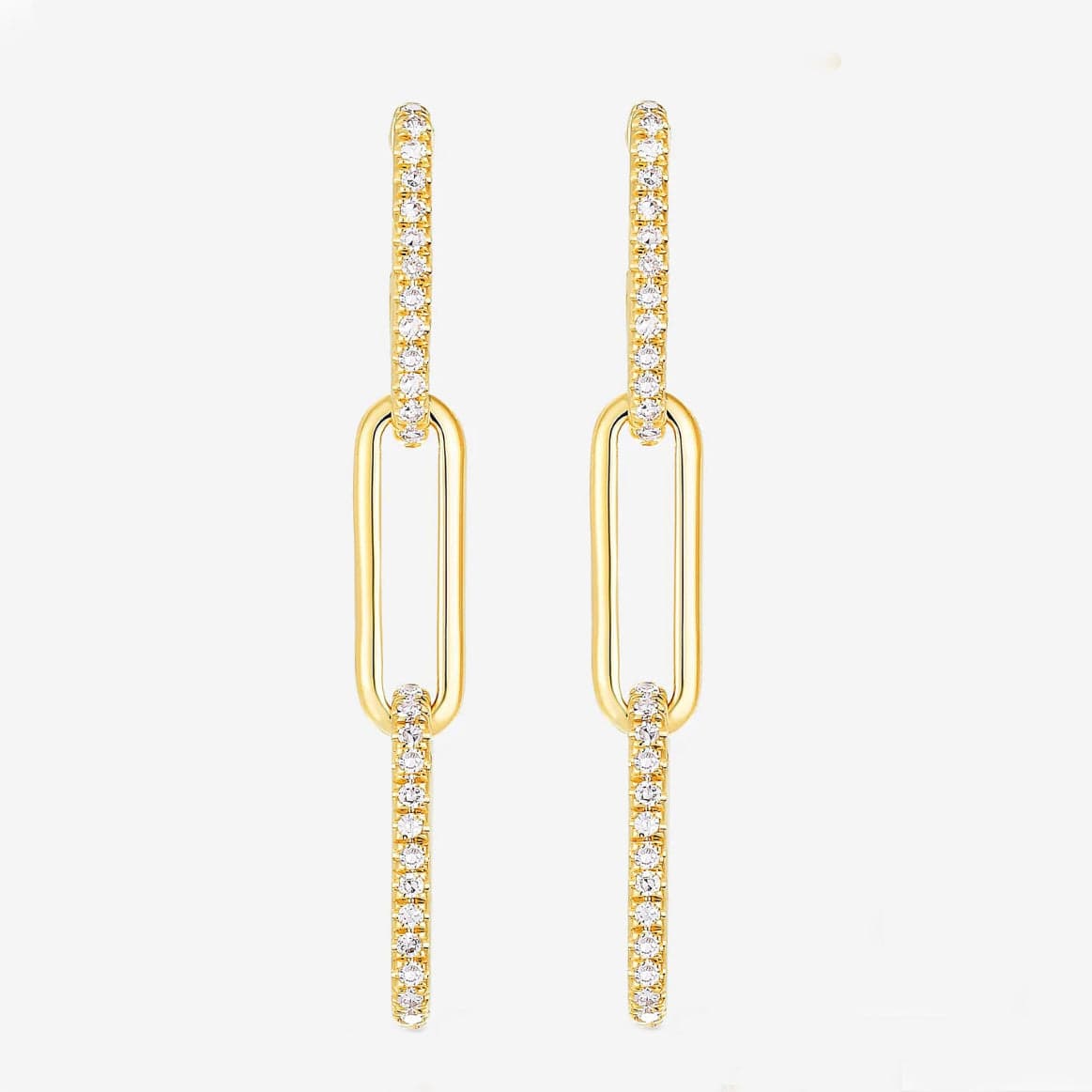 Earrings Rose Gold 3 Ring Paperclip and Diamond Drop Earrings