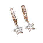 Earrings Rose Gold Diamond 14K Gold & Hoop Earrings  with your Choice of Charm