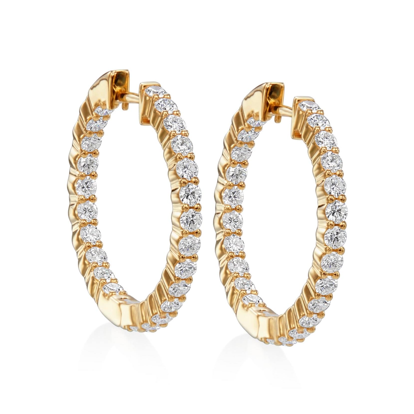 Earrings Rose Gold Diamond Inside-Outside Hoop Earrings