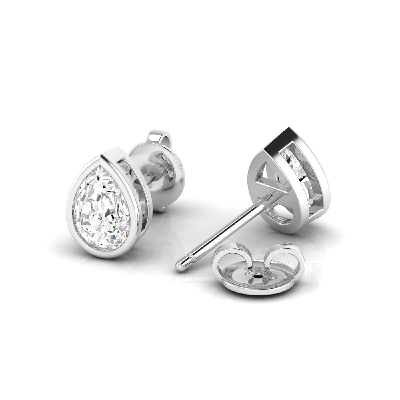 Earrings White Gold / 14K / .5 carats total weight 14K & 18K Gold Pear Bezel Set Diamond Stud Earrings, Lab Grown