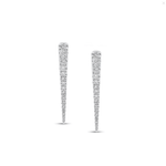 Earrings White Gold 14K Gold and Diamond Dagger Hoops Earrings, Large, Single Row Diamonds