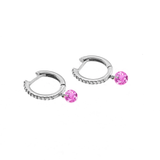 Earrings White Gold 18K Gold Drilled Pink Sapphire Huggie Hoops Earrings