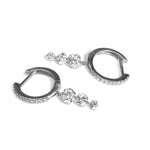 Earrings White Gold 18K Gold Drilled Triple Diamond Huggie Hoops Earrings