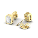 Earrings Yellow Gold / 14K / .5 carats total weight 14K & 18K Gold Emerald Cut Bezel Set Diamond Stud Earrings