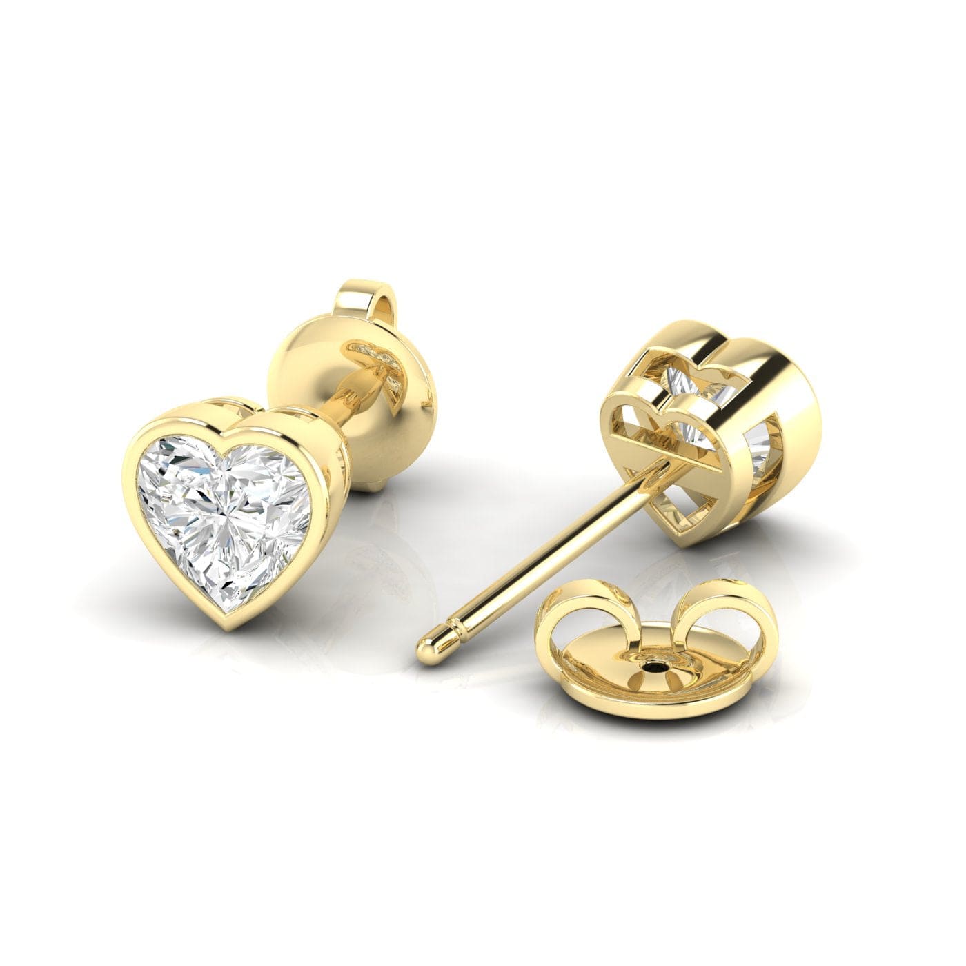 Earrings Yellow Gold / 14K / .5 carats total weight 14K & 18K Gold Heart Bezel Set Stud Earrings