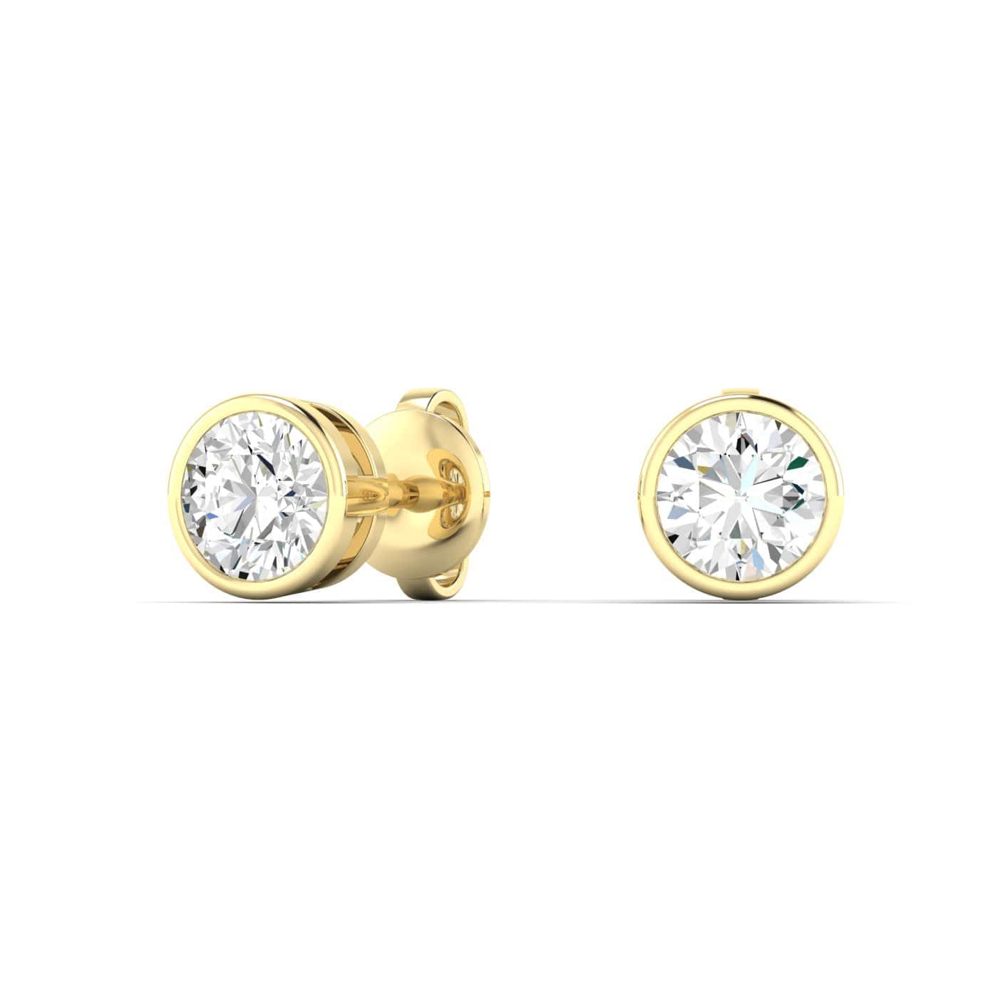 Earrings Yellow Gold / 14K / .5 carats total weight 14K & 18K Gold Round Brilliant Bezel Set Diamond Stud Earrings,Lab Grown