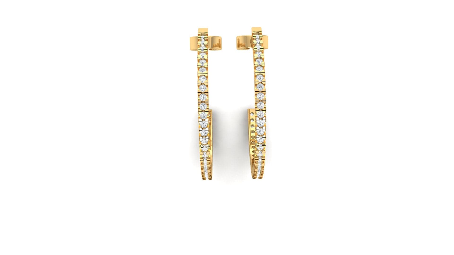 Earrings Yellow Gold / 14K Mini Diamond Hoop Earrings Lab Grown