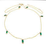 Necklace 14 & 18K Gold Emerald Baguette Necklace