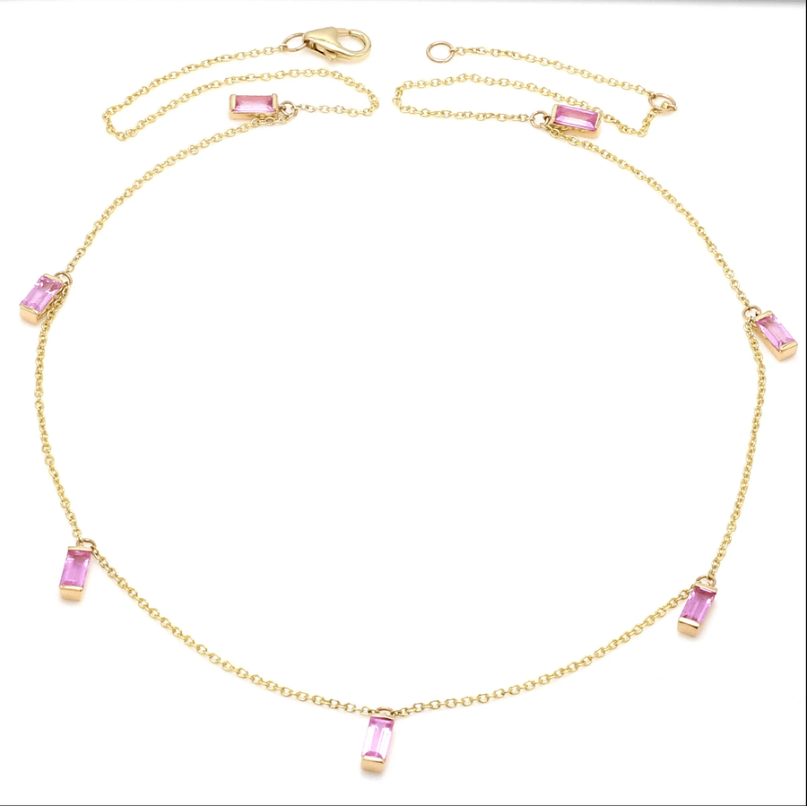 Necklace 14 & 18K Pink Sapphire Baguette Necklace