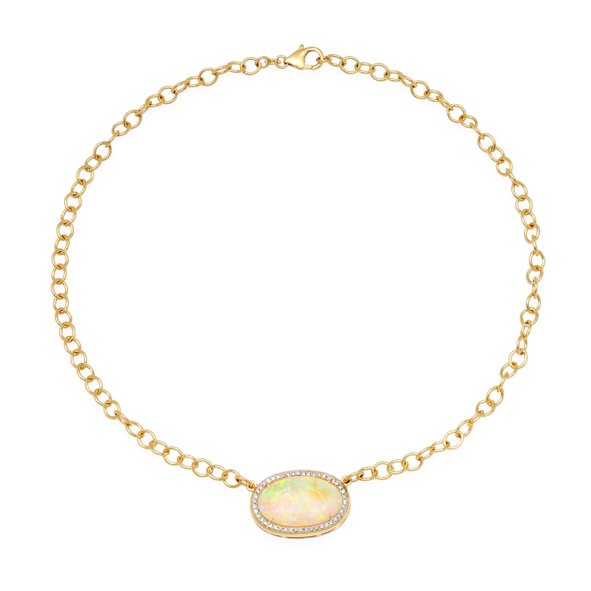 Necklace 14K & 18K Opal & Diamond  Necklace