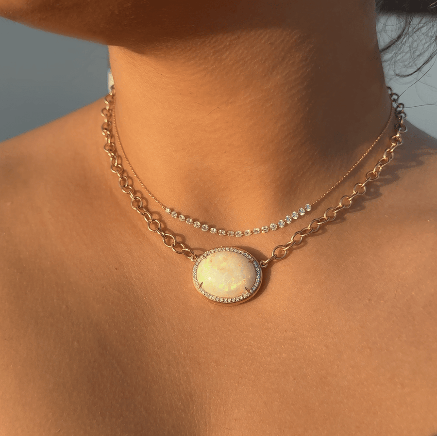 Necklace 14K & 18K Opal & Diamond  Necklace