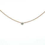 Necklace 16" / Yellow Gold / 18K 18K Gold Diamond Heart invisible Set Drilled Diamond and Chain Necklace