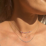 Necklace 18K Gold Diamond Heart invisible Set Drilled Diamond and Chain Necklace