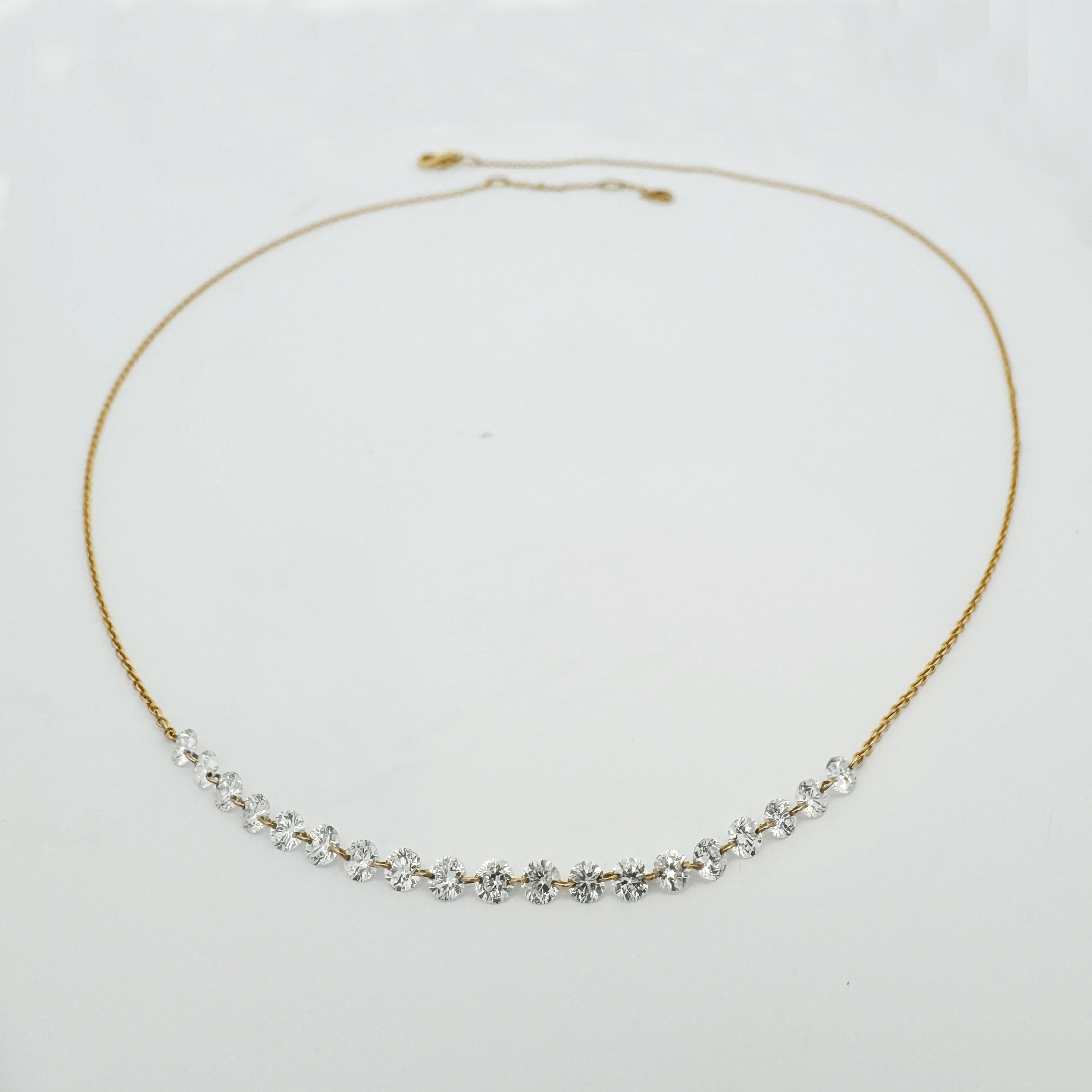 Necklace 18K Gold Diamond Strand invisible Drilled Diamond and Chain Necklace (Copy)