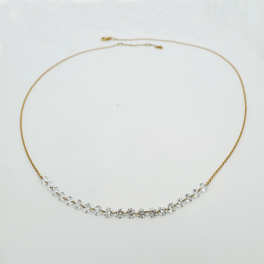 Necklace 18K Gold Diamond Strand invisible Drilled Diamond and Chain Necklace (Copy)