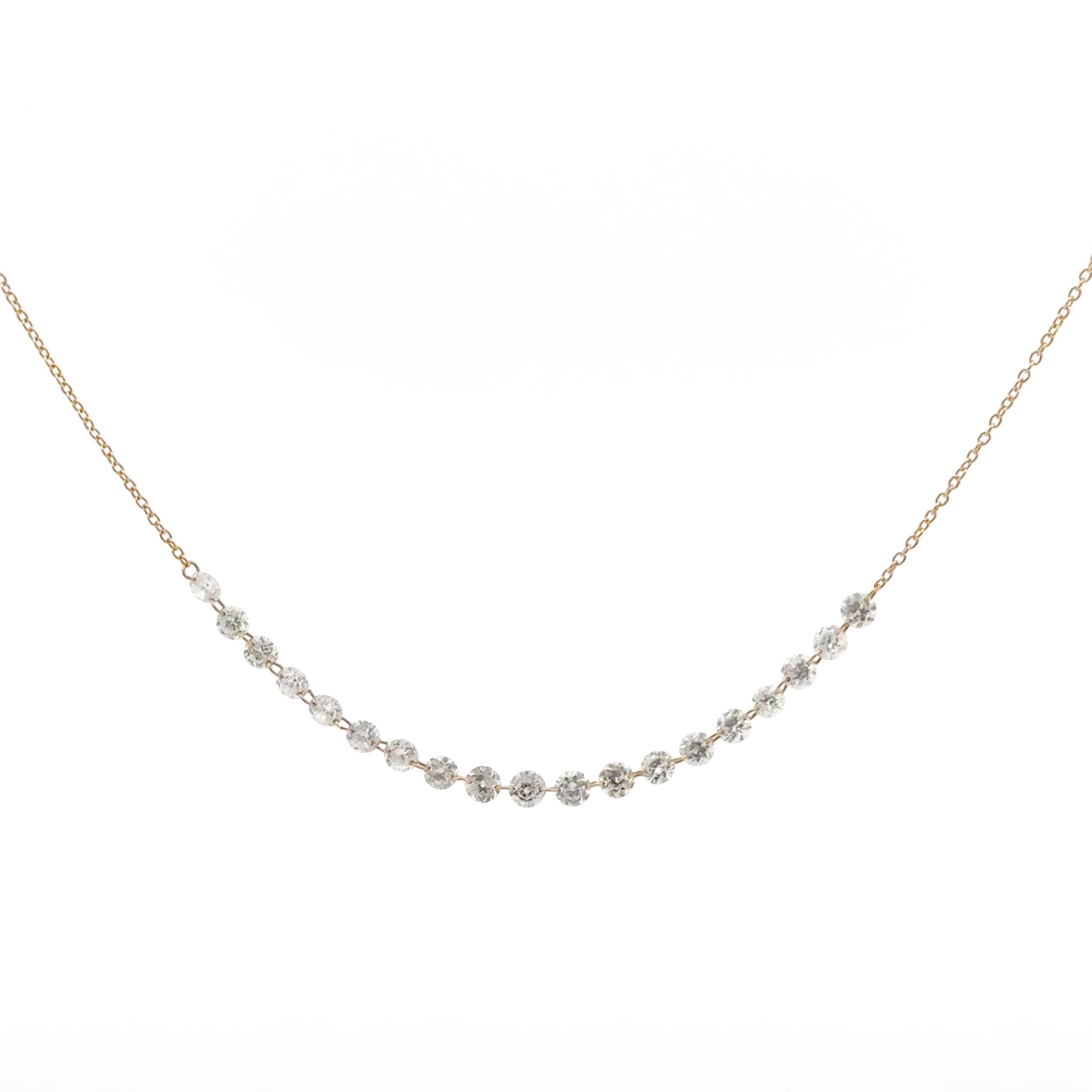 Necklace 18K Gold Diamond Strand invisible Drilled Diamond and Chain Necklace (Copy)