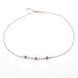 Necklace 18K Gold Invisible Set Drilled Pink Sapphire and Diamond Strand Chain Necklace